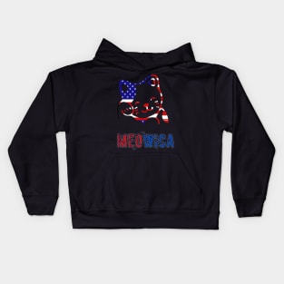 Meowica USA American Flag Cat T-Shirt funny t-shirt and gift Meowica t-shirt 4th of July t-shirt Kids Hoodie